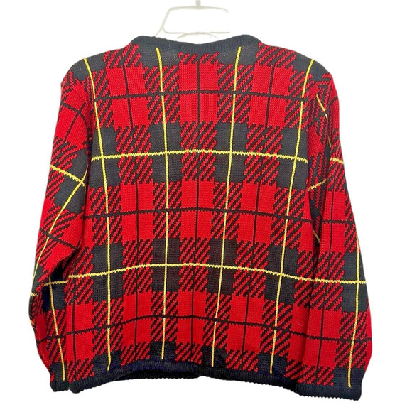 Tally Ho Women's Red Plaid Cardigan Sweater - Size Measured - Picture 3 of 8